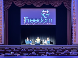Speaking event in a theatre for Call to Freedom