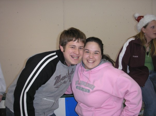 picture of Trey and I. We are at an ice skating rink.