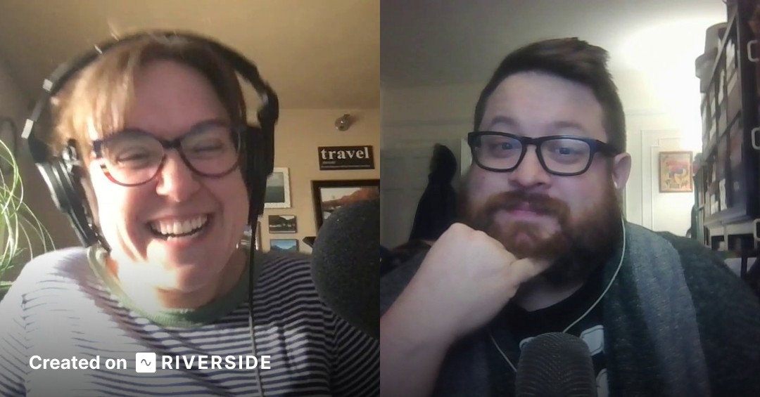 Natasha and Trey recording the podcast virtually