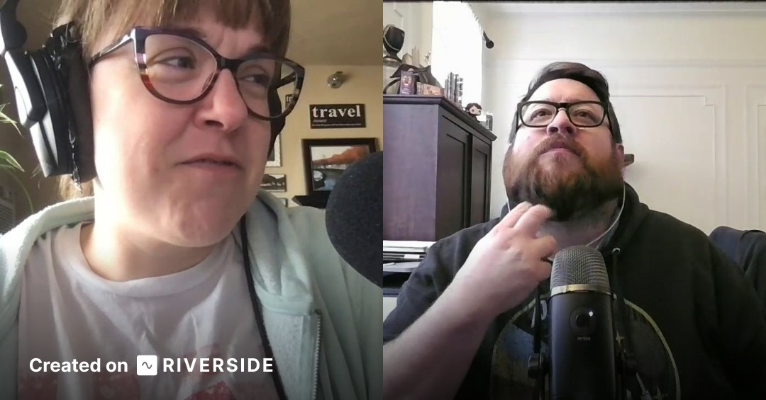 split screen on Tasha and Trey recording the podcast 