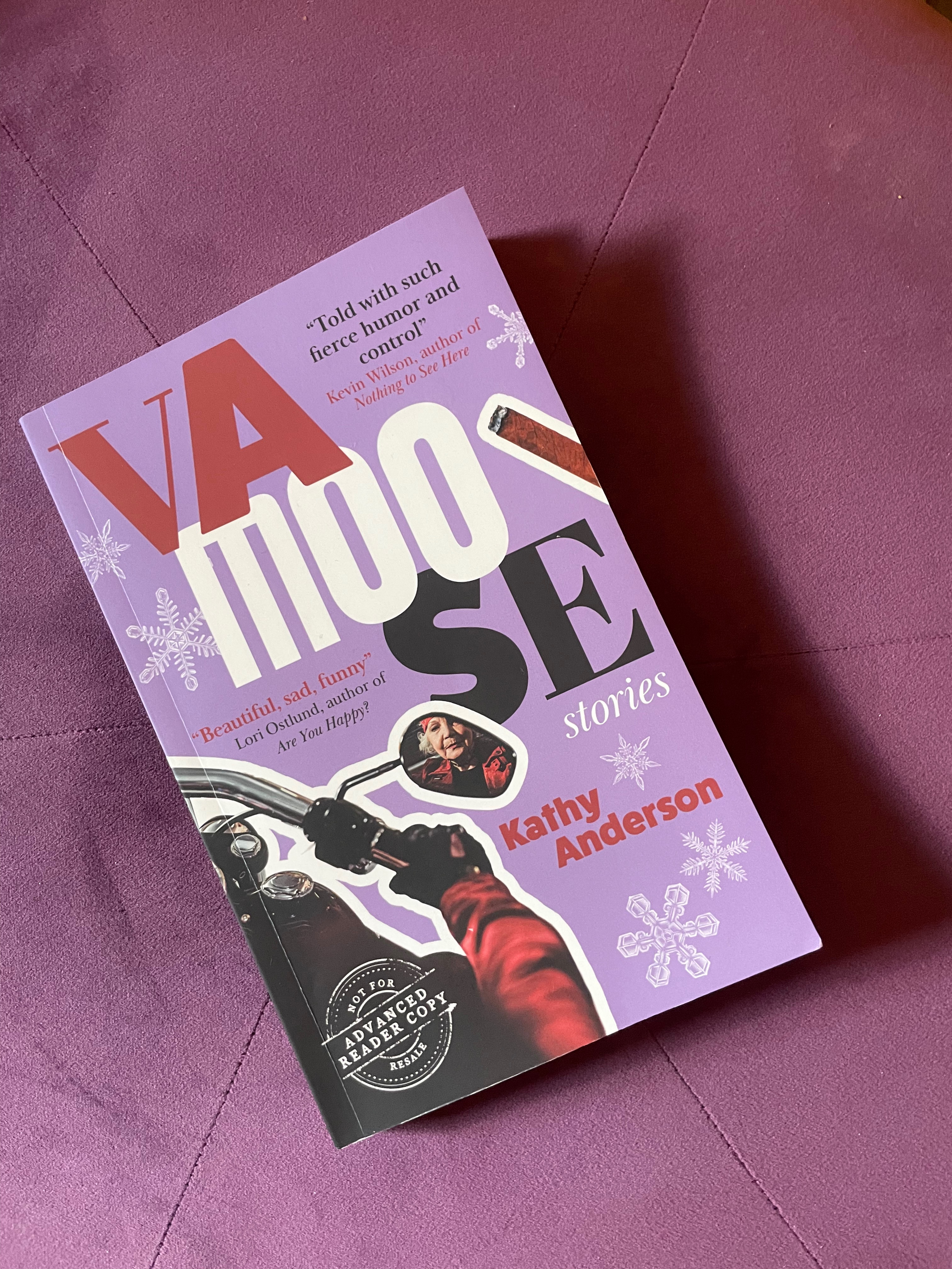 Picture of the book 'Vamoose' on a purple background. 